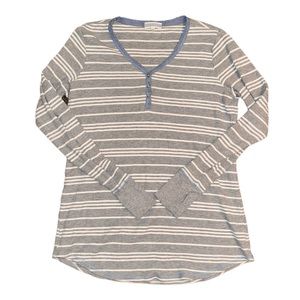 PJ SALVAGE Medium Gray Striped Thermal Tee